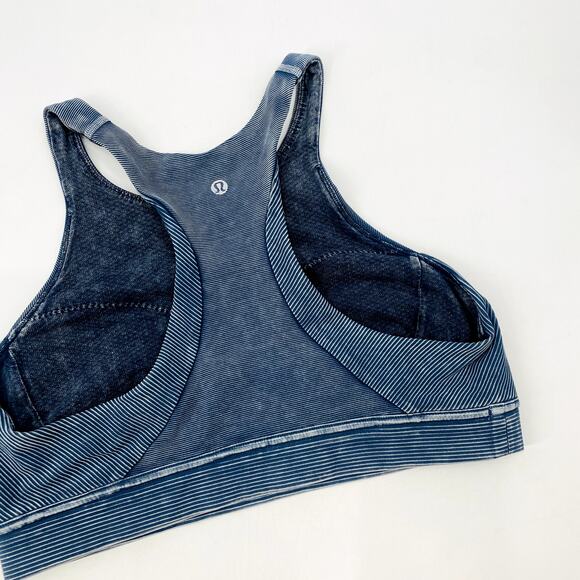 Lululemon blue ribbed washed out sports bra